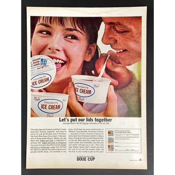 Dixie Cup "Let's put our lids together" Vintage Print Ad 1963 - Picture 3 of 3